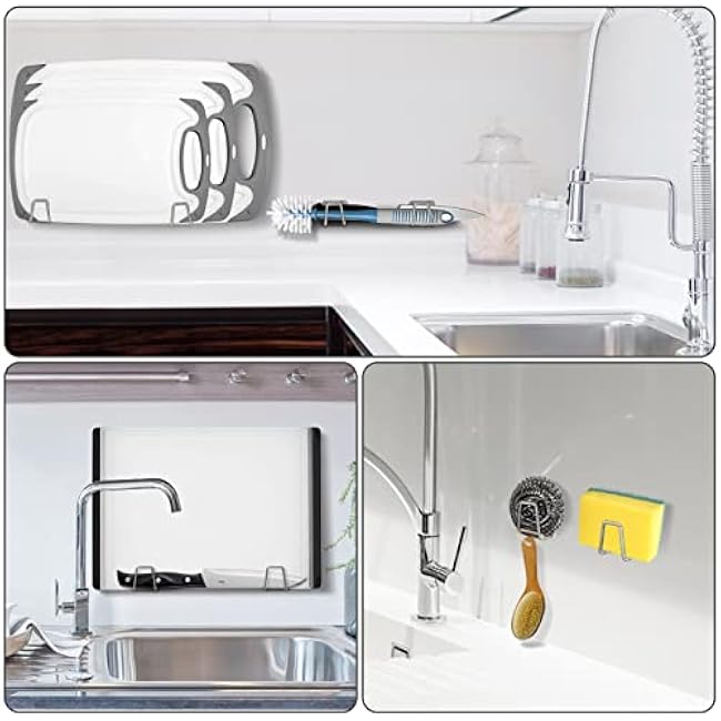 Sponge Holders for Kitchen Sink 2 Packs, Slivery 304 Multifuctional Stainless Steel Holder, 3.3 lbs Capacity