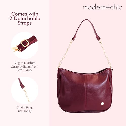 Image of Modern+Chic Crossbody Bags for Women - Marissa Saddle Crossbody, Vegan Leather Shoulder or Handbag with Two Adjustable Straps