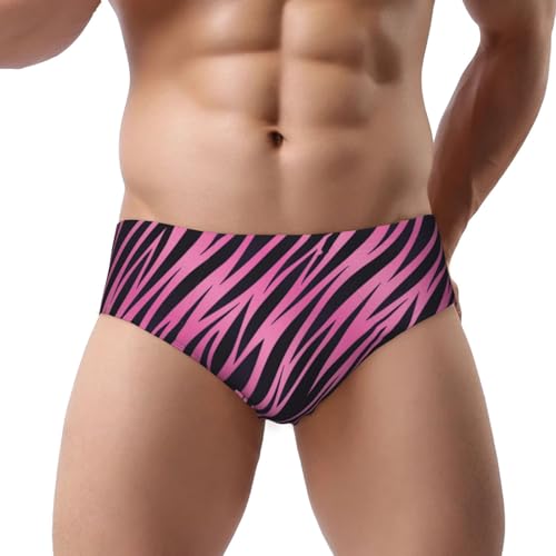 pink black zebra print striped Mens Underwear Briefs - Soft Breathable Stretch Comfort Mens Bikini Underwear