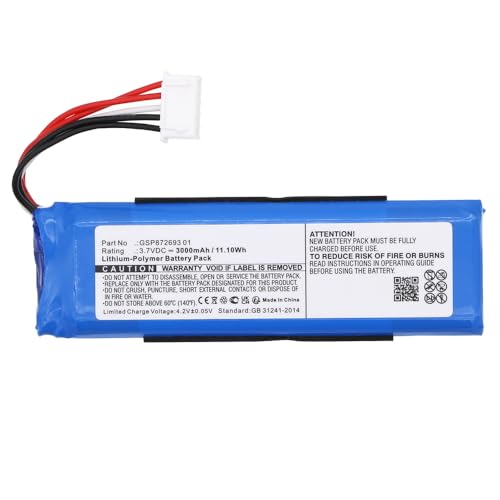 Image of 3000mAh GSP872693 01 Battery Replacement Compatible with JBL Flip 4 and Flip 4 Special Edition Waterproof Portable Bluetooth Stereo Speaker