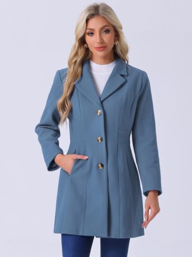 Image of Allegra K Womens Winter Elegant Pea Coat 2026 Single Breasted Long Overcoat | Notch Lapel Collar, Warm, Work Office Trench Coats,Outwear Outfit