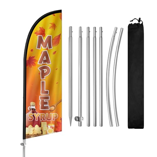 Drapeau sirop d'érable publicitaire extérieur QSUM de 2,4 m pour signalétique de commerce et magasin