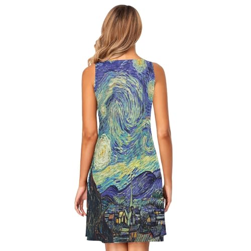 Image of ALAZA Women's Summer Dress Sun Dress Sleeveless with Pockets