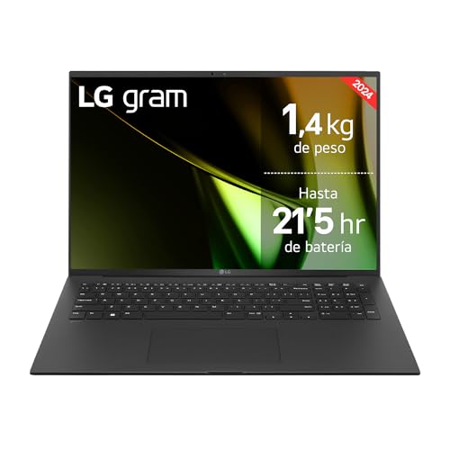 LG gram 17Z90S-G.AA77B - Portátil Ultraligero de 43.1 cm (17'), Panel IPS, Intel Core Ultra 7, 16 GB RAM, 1TB SSD, 1,350 g, batería hasta 21.5 h, W11 Home, Gris, Teclado QWERTY Español