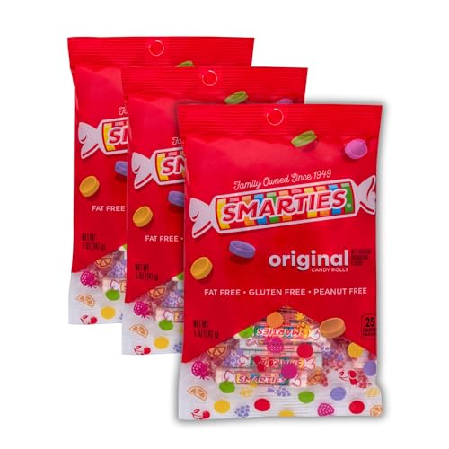 Smarties Candy Bulk Rolls Original Flavor - Gluten & Vegan Free - Classic Sweetness From Family Owned Company Since 1949, Peanut Free & Dairy Free - Perfect Halloween Candy - 5 oz (Pack of 3)