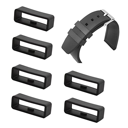 Luokeily 6 Stück Uhrenarmband Schlaufe, Silikon Uhrenarmband Halterung Schwarz Uhrenarmband Keeper Band Teile Verschluss Ringe für Smart Watch Band Armband Ersatz (22mm) Cover