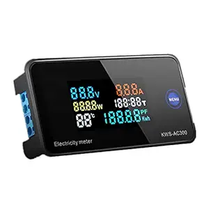 Serplex Energy Meter, Voltmeter, 7 in 1 AC 50-300V 100A Watt Meter, Active Power Factor, Current Ampere Voltage Monitoring Device with LCD Display, Digital Watt Meter, Power Consumption Meter