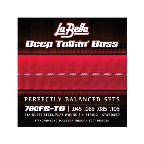 La Bella 760FS-TB Deep Talkin' Bass Stainless Steel Flat Wound- Standard Long Scale Through Body Bass Guitar String 45-105