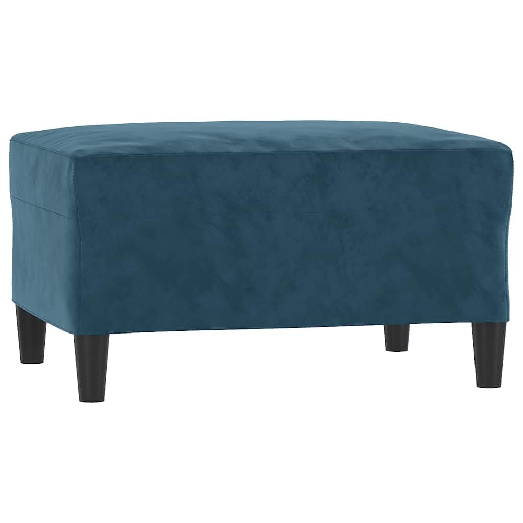Divano 3 Pezzi Velluto Blu con Pouf | Struttura contropiastra e metallo, seduta imbottita, pouf multiuso, carico massimo 110 kg per sedile