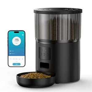 Automatic Cat Feeders WiFi, Timed Dog Feeder with 10S Dining Voice Record, 4L Cat/Dog Food Dispenser with Custom Schedule, up to 12 Portions 10 Meals Per Day (Only Support 2.4G WiFi)