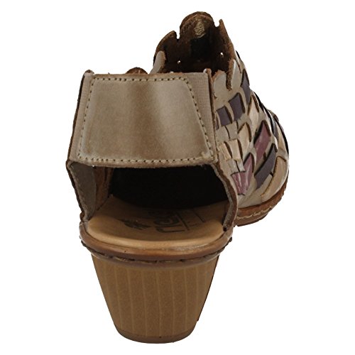 Image of Rieker 46778 Sina Women's Heels - Sling-Backs, Leather Upper, Hand-Woven Design, Anti-Stress Comfort, Flexible Sole, Secure Fit, and Timeless Everyday Style