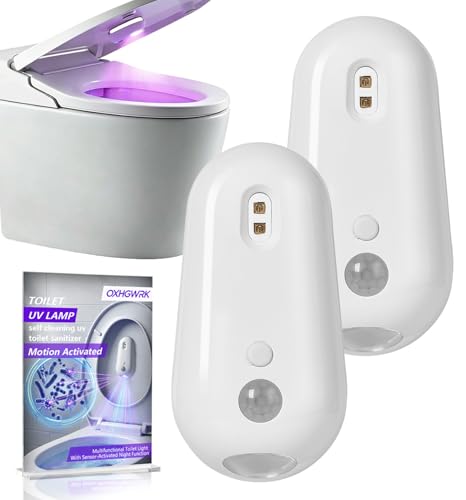 OXHGWRK Toilet Light Self Cleaning UV Sanitizer and Nightlight Inside Motion Activated Bowl Face Dispenser Bathroom Finds Sensor Rechargeable Accessories Home UV-C Smart Room Haves Touchless
