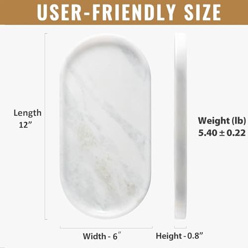 Image of Koville African Natural Marble Decorative Tray, 12 inchx6 inch - Countertop Organizer, Catchall Tray for Perfume, Candles, Jewelry