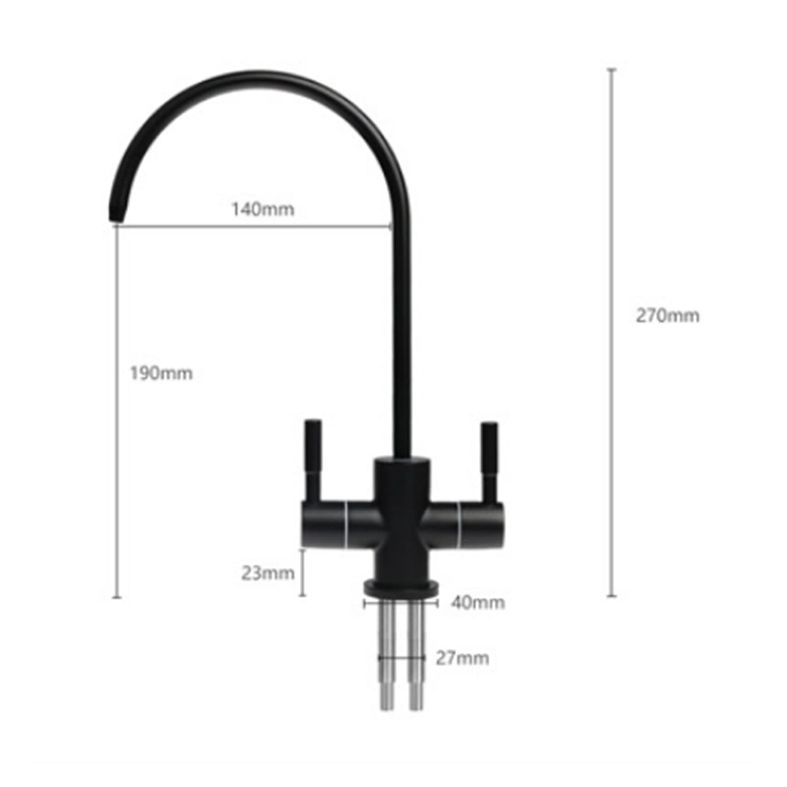 Grifo de cocina negro de doble agujero de 1/4 pulgadas, filtro de agua de ósmosis inversa, fácil instalación, ideal para sistema de agua potable en el hogar, KF209