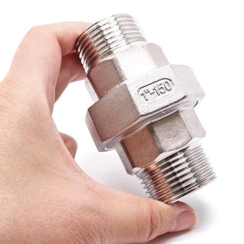 Image of 1Pcs Cast Pipe Fittings Union, 1 inch NPT Male x 1 inch NPT Male Thread 304 Stainless Steel Hex Head for Industrial, Class 150