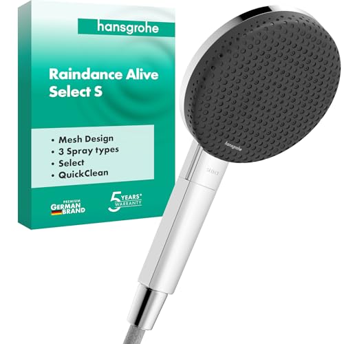hansgrohe Raindance Alive Select S - Duschkopf Handbrause mit 3 Strahlarten (inkl. PowderRain) runde Duschbrause (125 mm) Brausekopf mit Antikalk-Funktion Chrom 24500000