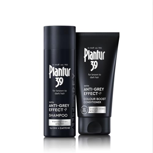 Plantur 39 Anti-Grey effect 5.6-DHI & Caffeine Set | Shampoo and Conditioner 200ml + 150 ml | Gradually Darker and Stronger Hair | Controlled concealing of grey hairs | Supports natural hair growth