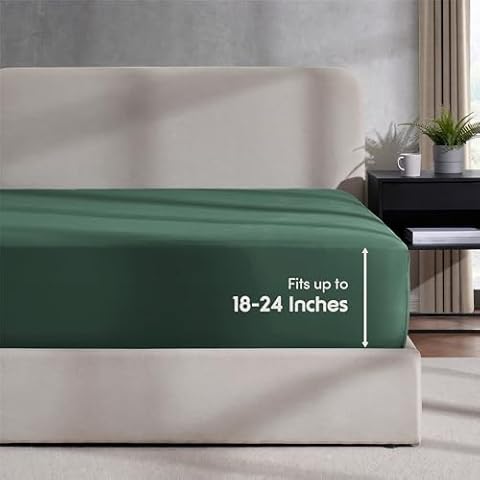 Nestl Dark Green Twin Fitted Sheet Cover