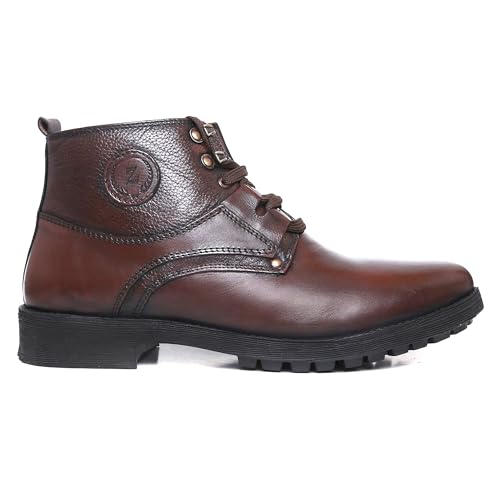 Image of Zoom Shoes ZA-4701 Men's Genuine Leather High Ankle Boots | Stylish Lace-Up Design | Cushioned Insole for Comfort | Durable & Trendy for Everyday Wear
