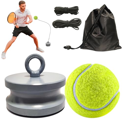 AOUZEA Tennis-Trainer Set mit Hochwertiger Tennisbälle und 1,2 kg Metallfuß | Innovatives Ballspiel und Tennis Trainingsgerät für Draußen, im Garten, im Park für Kinder & Erwachsene