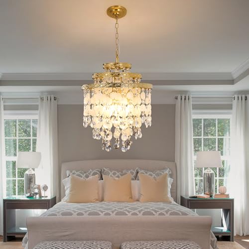 Gjlulqi Capiz Shell Crystal Chandelier Luxury Round Gold Coastal Chandelier with Natural Shells,6-Light Crystal Boho Pendant Light Fixtures for Bedroom, Living Room, Kitchen and Foyer D16 - Image 7