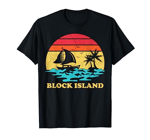 Block Island Sailing Vintage Boating Captain Sail Boat T-Shirt