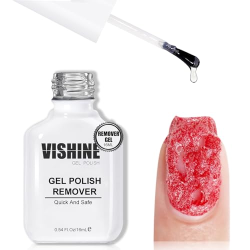 Vishine Dissolvant pour Vernis Gel Semi Permanent – Dissolvant Dépose Vernis gel Ongles, Gel Polish Remover Retrait Rapide et Facile en 3 à 5 Minutes, 16 ml