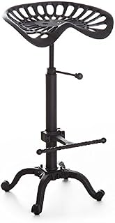 HOMCOM Vintage Industrial Metal Tractor Seat Bar Stool, Adjustable Cast Iron