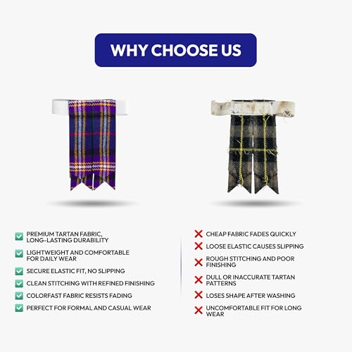Image of Scottish Tartan Kilt Flashes with Elastic Adjusters