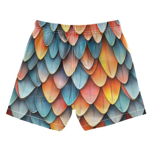 Boys Quick Dry Swim Trunks with Pockets Colorful Skin Dragon Scales Beach Shorts for Kids, Toddler Swimsuit Boy2