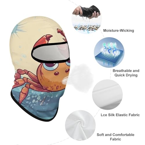 Balaclava para Hombre Máscara de Esquí Máscara de Cara de Cangrejo de Dibujos Animados de Verano Cubierta Facial para Ciclismo miniatura 3