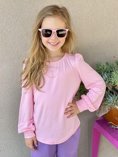 Arshiner Girls Puff Long Sleeve Shirts Crew Neck Lantern Sleeve Tunic Tops Casual Shirts for Gilrs Soft Comfy Blouses2