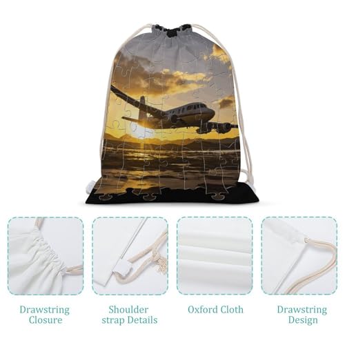 Drawstring Backpack Gym Bag Airplane Puzzle Cinch Sackpack Waterproof Beach Bag for Women Men4