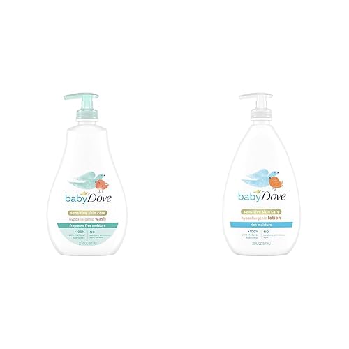 Baby Dove Jabón para el cuidado de la piel sensible para la hora del baño y el cuidado de la piel sensible, loción corporal para la piel delicada