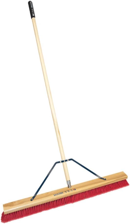 4-Pack - 36" Everyday Sweep Indoor/Outdoor Push Broom with 60" Handle. Ideal for Garages & Shops. Durable American Made Steel Brackets-All Stainless Steel Hardware. No Plastic. 100% USA Made