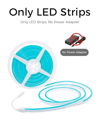 Image of YM E-Bright Led Neon Strip Lights 12V Rope Silicone Indoor Outdoor 16.4Ft 600SMD Waterproof Flexible for Signboard Bar Home Kitchen Bedroom Party Holiday Art Decoration, Ice Blue(No Power Adapter)
