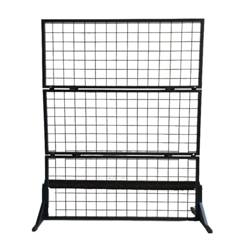 Présentoir mural grillagé avec base et roulettes noir double face 150 cm
