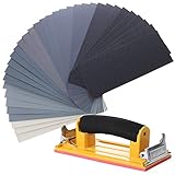 Bates- Sand Paper with 1 Handle, 36 Pack, Sandpaper, Sandpaper Assortment, Sand Paper Variety, Sanding Block, Sandpaper Block, Sandpaper for Wood, Automotive Sandpaper, Sand Block, Fine Grit Sandpaper