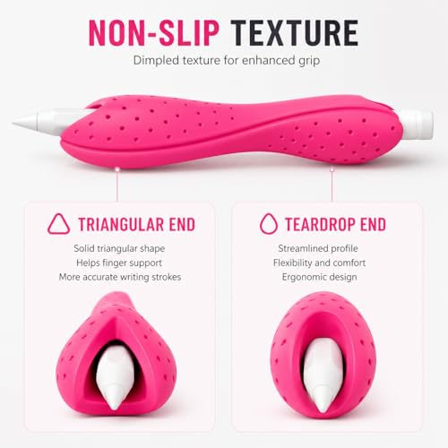 Image of Mizi Silicone Pencil Grips, Ergonomic Dual-Head Anti-Slip Grip for Handwriting & Drawing, Compatible with Apple Pencil Pro /1st /2nd Gen & USB-C, Universal Fit for Pens, Pencils & Stylus - Pink