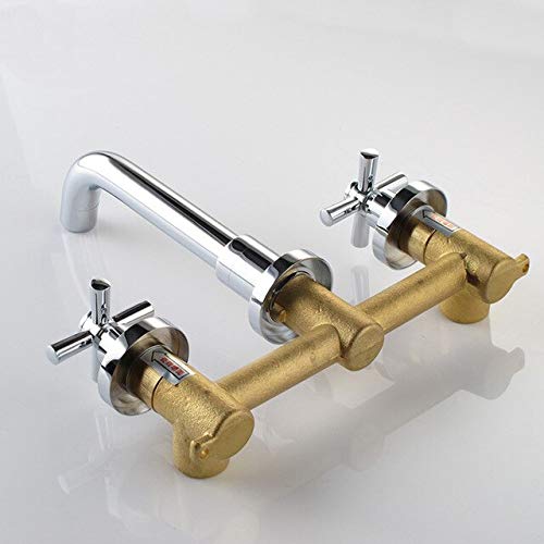 Robinet de lavabo de salle de bain anti-corrosion double poignée laiton