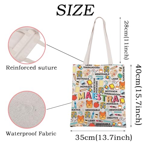 Bolso tote Maestra para profesora de español, regalo para maestras, bolso de hombro bilingüe (Maestra TB) miniatura 3