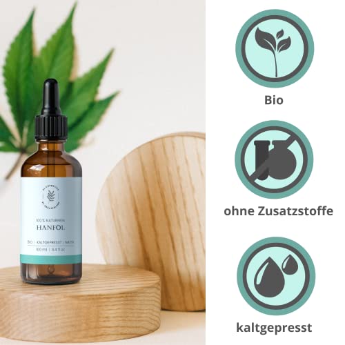 Kräuterland Bio Hanföl - Hautöl 100ml kaltgepresst - reines Bio Hanfsamenöl zur Pflege von Haut und Haaren in Premium Qualität