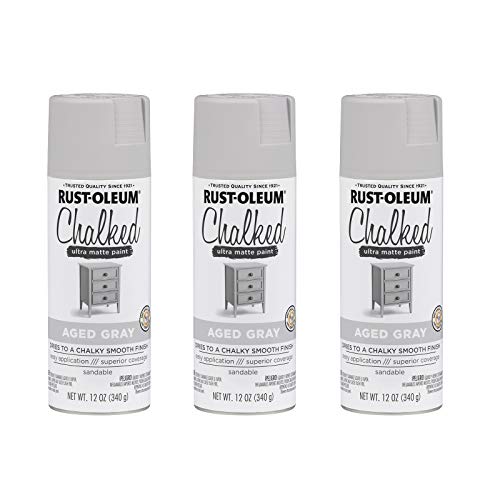 Image of Rust-Oleum 302592-3PK Chalked Ultra Matte Spray Paint, 12 oz, Aged Gray, 3 Pack