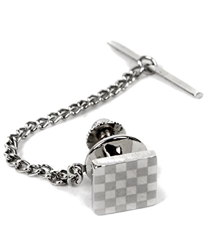 boxed-gifts BG Classy Tie Tacks for Men, Shiny and Premium Rectangle Style, Button Size - 2 Chain and 10mm Pieces for Men with a Gift Box - Silver