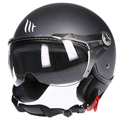 MT Soul - Casco semi-integrale da moto, per scooter, scooter, Bobber Mofa, Chopper Retro Cruiser Vintage Pilot Biker ECE 22.05