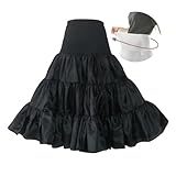 [FUNKEIMEI] パニエ 黒 ロング 60cm ロングパニエ 黒 チュチュスカート ロング 膝丈 パニエ aライン パニエ ロング ワイヤーなし チュールスカート ロング 50cm 55cm (ブラック)