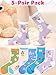 BliBliTaTa Girls Kids Socks Crew Socks 5 Pack Youth Cute Novelty Fun Cotton Seamless Toe Breathable Fashion for 2-4,4-6,6-8,8-10,10-12,12-14 Years Old X-Small Castles Butterflies Girls Ducks Alpacas