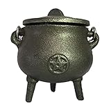 Drink Cast Iron Cauldron with Lid Handle Witch Pot Incense Burning Pot for Spells Smudging Ritual...