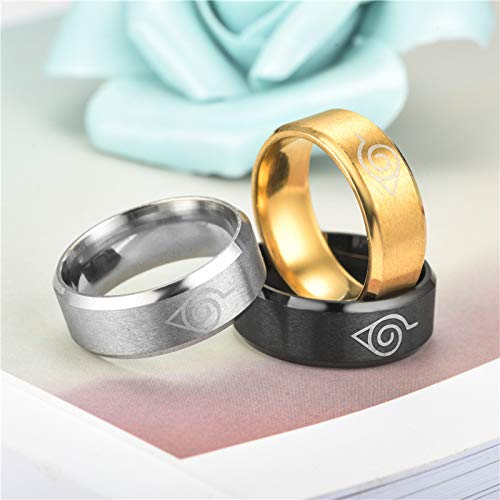 Xcfs 3Pcs /Set Unisex One Piece Band Ring Anime Narut Fidget Rings Stainless Steel Men Girls Cosplay Rings,3 Color,Size 6-12 (Size9) #TOP1
