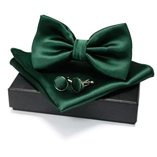 Set de corbata de moño para hombre con gemelos y pañuelo